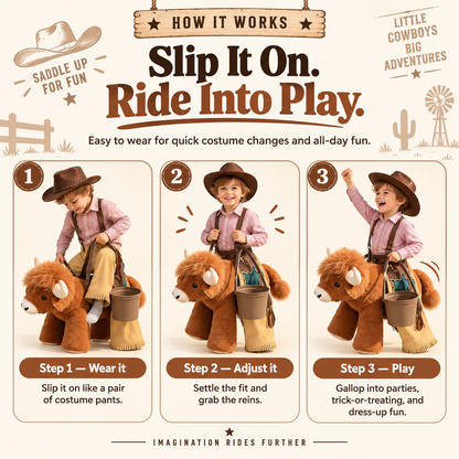 🤠 Wild West Rider™ Kids Cowboy Ride-On Costume