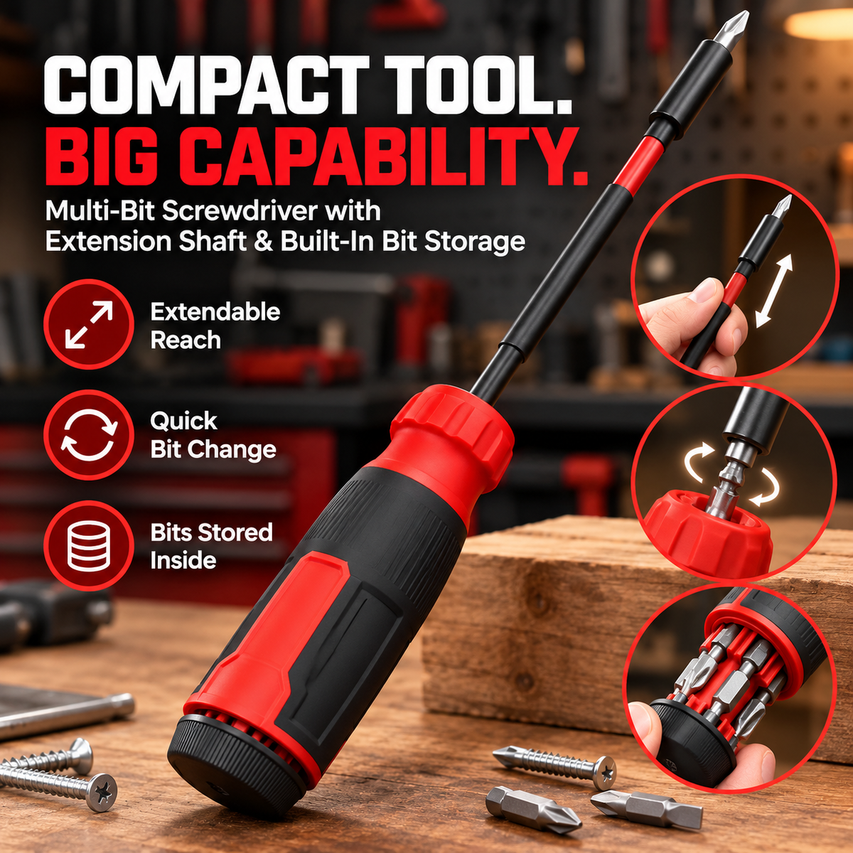 🔧 FixPro™ Extendable Multi-Bit Screwdriver – All-in-One Precision Repair Tool