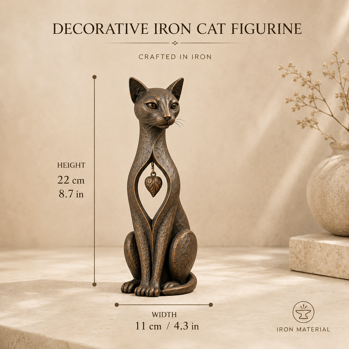 🐱 ❤️Last Day 50% OFF – Heritage Heart Cat Sculpture™ | Vintage Metal Keepsake for Cat Lovers