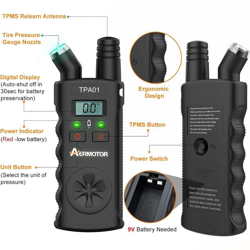 TPMS reset tool and digital tire pressure gauge - product image 5