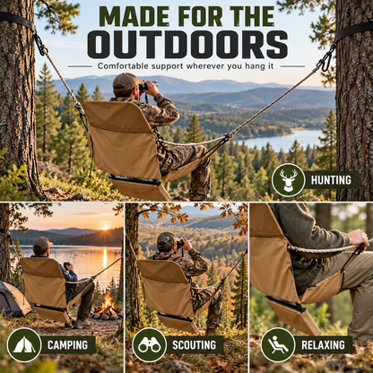 🌲 HuntRest™ Chair-Style Hunting Hammock – Portable Suspended Seat for All-Day Outdoor Comfort
