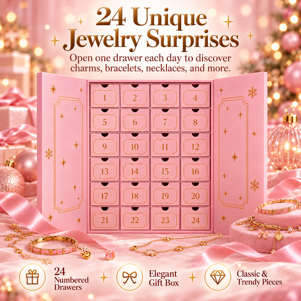 💎 LuxeLuna™ 24-Day Jewelry Advent Calendar A Sparkling Surprise Behind Every Drawer