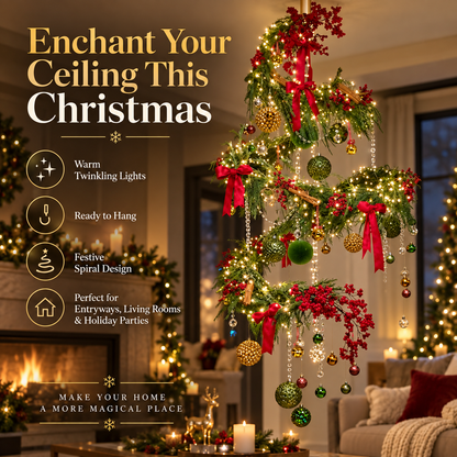 ✨ ChristmasTwirl™ Pre-Lit Hanging Spiral Christmas Tree – Magical Ceiling Holiday Decor