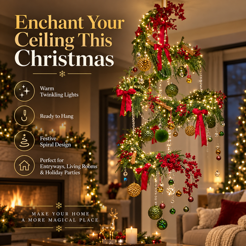 ✨ ChristmasTwirl™ Pre-Lit Hanging Spiral Christmas Tree – Magical Ceiling Holiday Decor