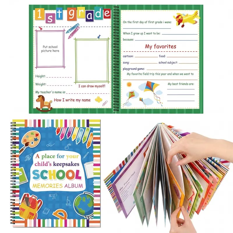 🔥HOT SALE🔥📚❤️School Memory Book - Preschool to 12th Grade Keepsake Album for Cherished School Photos & Childhood Memories