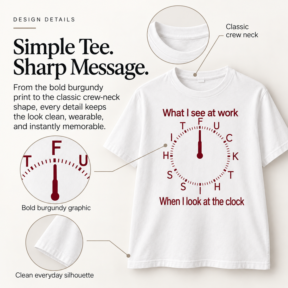 😂 ClockOut™ Office Humor T-Shirt – Funny Workday Graphic Tee for Coffee Breaks, Coworkers & Casual Days