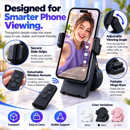 ClickView™ Foldable Phone Stand with Wireless Remote – Hands-Free Viewing & Control