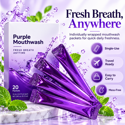 💜 FreshPop™ Portable Mouthwash Strips – Instant Fresh Breath Anywhere（20 pieces per box）