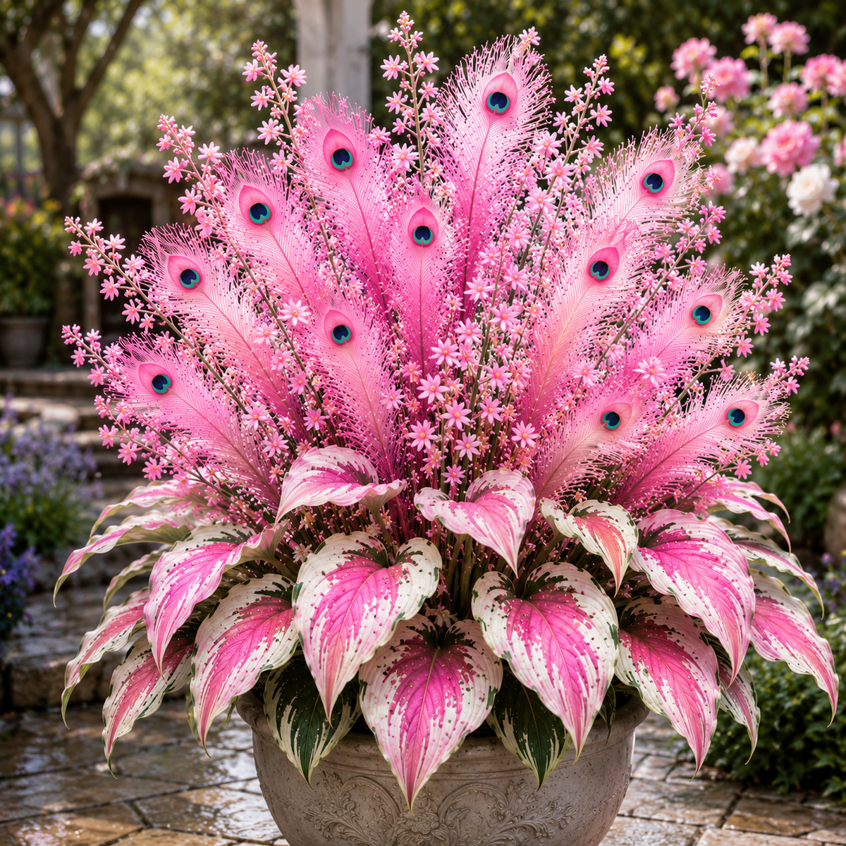 Peacock Flame Hosta foliage display for shaded outdoor spaces