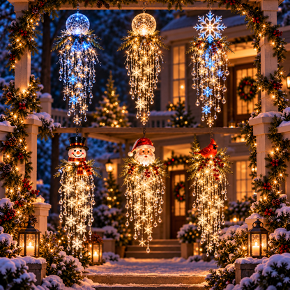 ❄️SnowGlow™ Illuminated Snowflake Hanging Lantern – Winter Entryway Décor