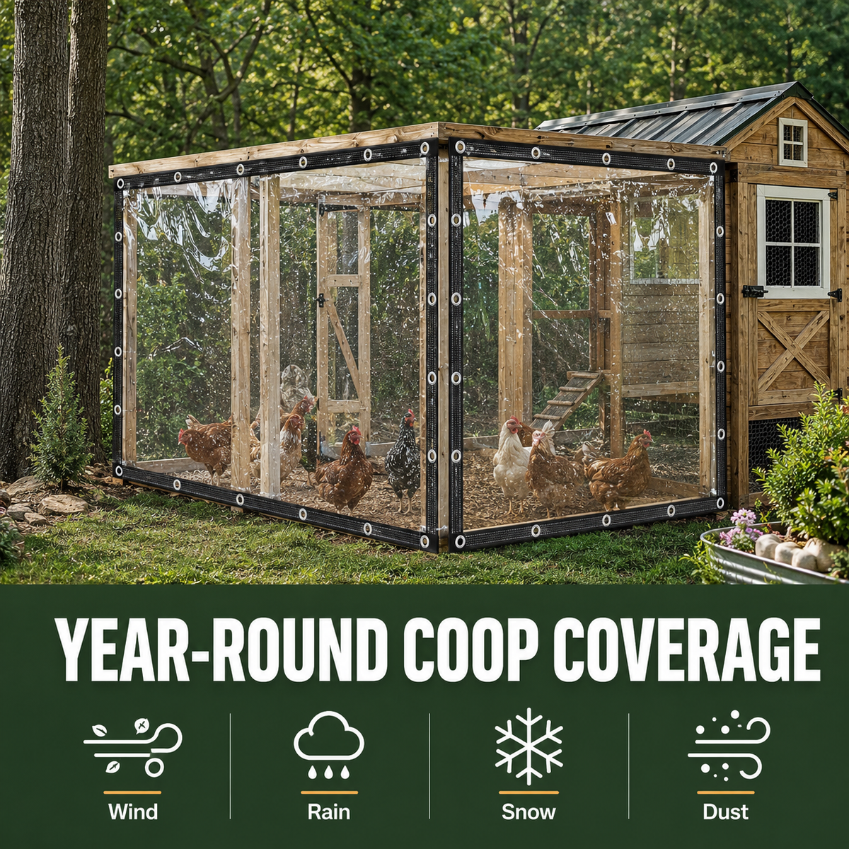 🌧️ ClearShield Pro™ Waterproof Tarp – Reinforced Clear Cover with Grommets