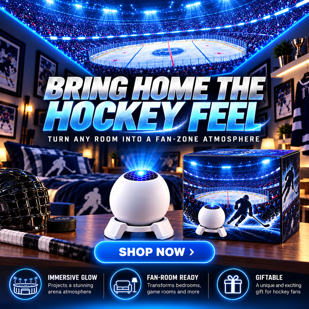 🏒50% OFF |Hockey-Themed LED Night Light & Fan Room Decor