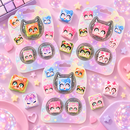 Cute Cat Mini Keyboard Toy – Kawaii Animal Keycap Fidget Toy, Adorable Desk Decor & Fun Gift for Kids, Teens and Cat Lovers