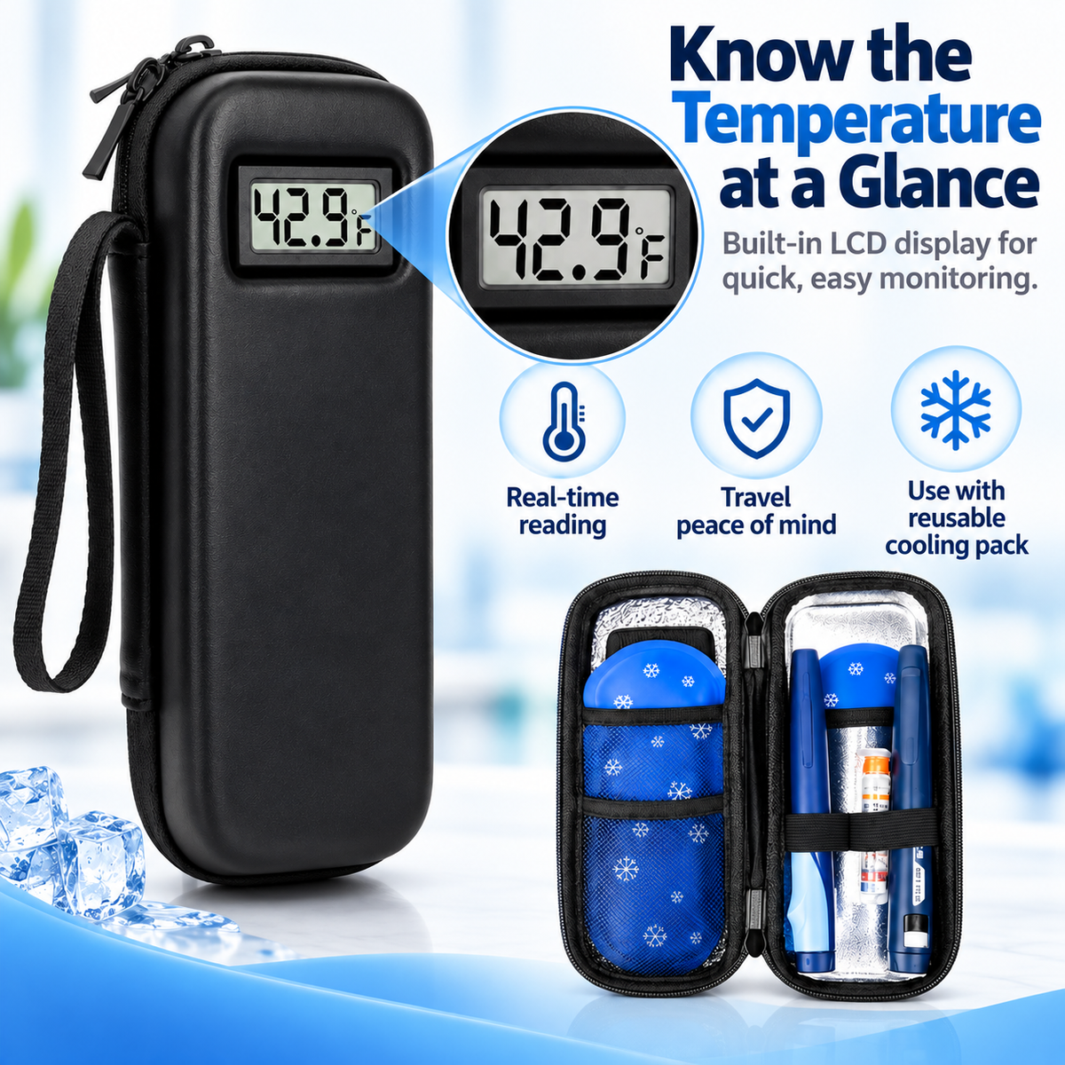Insulin Cooler Travel Case with Temperature Display