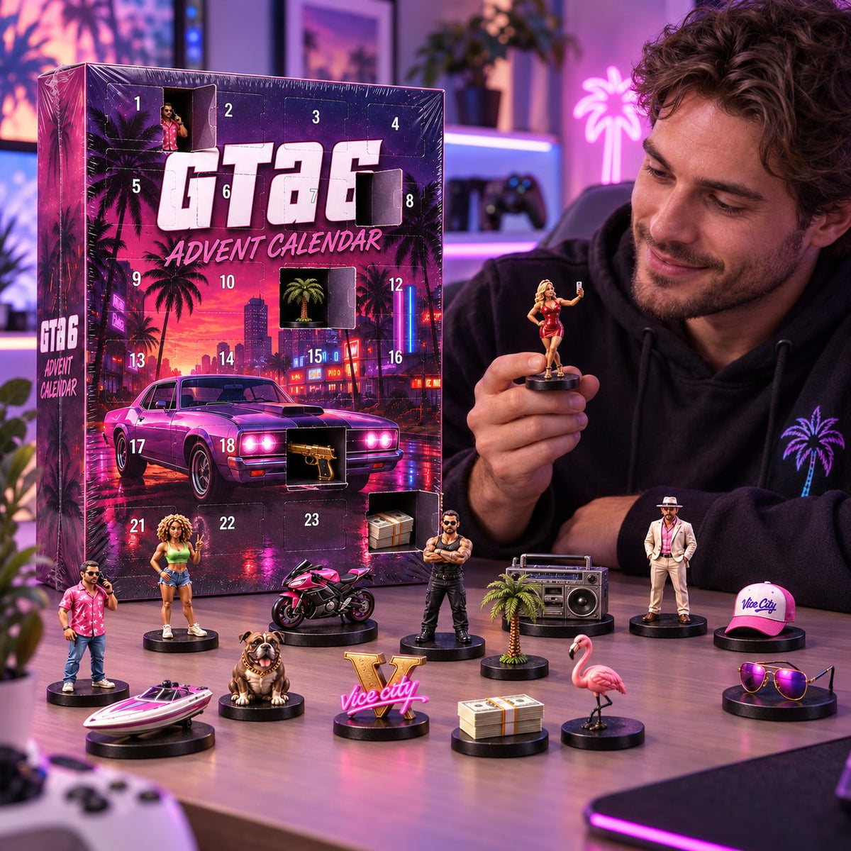 🔥 ViceVault™ 24-Day Mini Collectibles Advent Calendar – 24 Hand-Painted Gaming Surprises