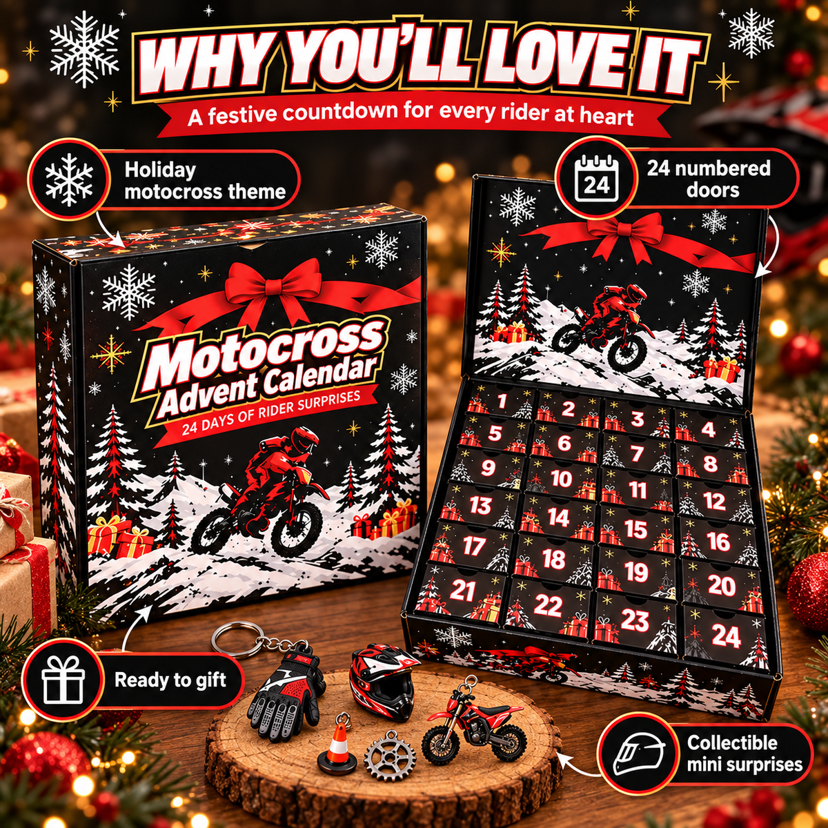 🏍️ MotoRush™ 24-Day Motocross Advent Calendar – Daily Rider Surprises for Bike Fans
