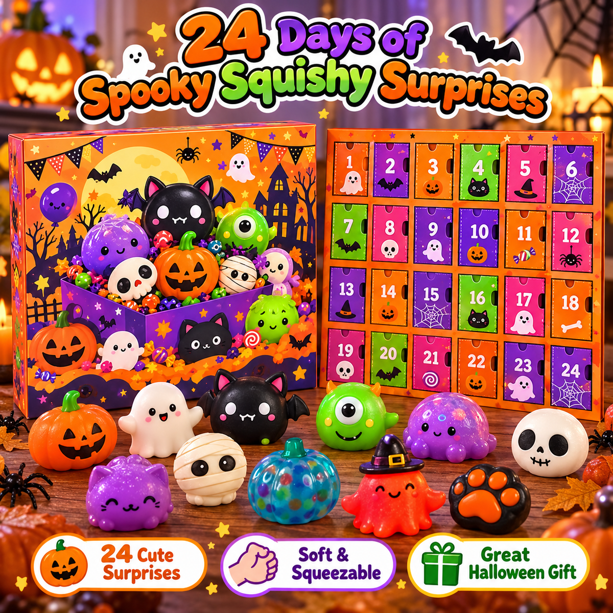 🎃👻 24 Days of Spooky Squishies | Halloween Surprise Countdown 🎁🧡