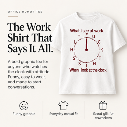 😂 ClockOut™ Office Humor T-Shirt – Funny Workday Graphic Tee for Coffee Breaks, Coworkers & Casual Days
