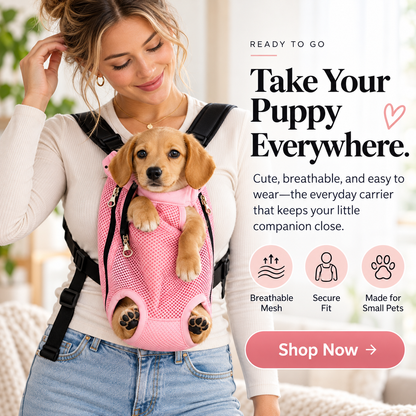 Hands-Free Dog Carrier Backpack for Small Dogs & Cats – Breathable Mesh Front Chest Pet Carrier with Adjustable Straps, Comfortable Puppy Carrying Bag for Walking, Travel & Outdoor Adventures