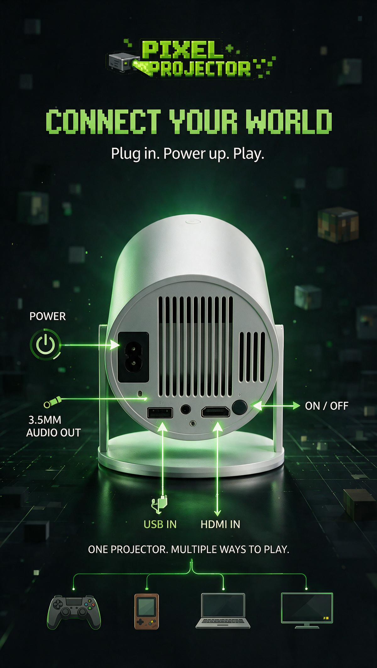 🎬 CineGo™ Mini Projector – Portable HD Home Theater Projector for Movies, Gaming & Outdoor Fun