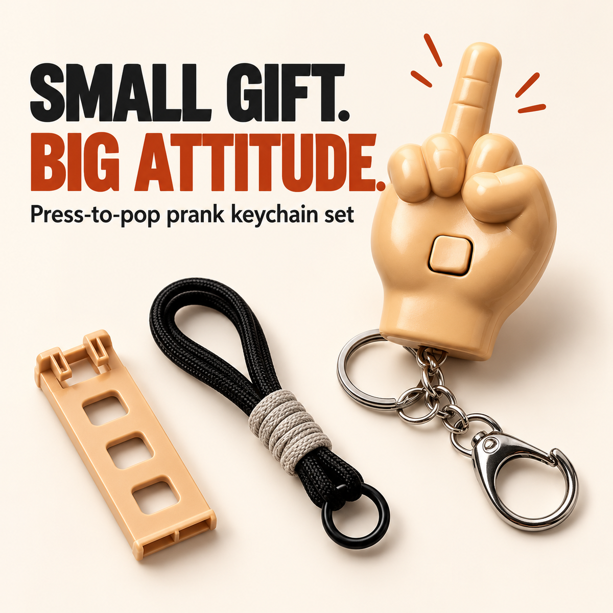 😂 2 PCS Press-to-Pop Middle Finger Keychain & Phone Stand Set