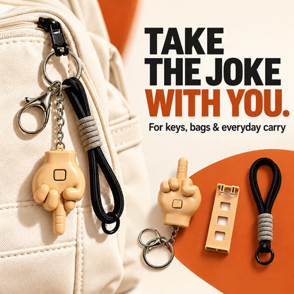 😂 2 PCS Press-to-Pop Middle Finger Keychain & Phone Stand Set