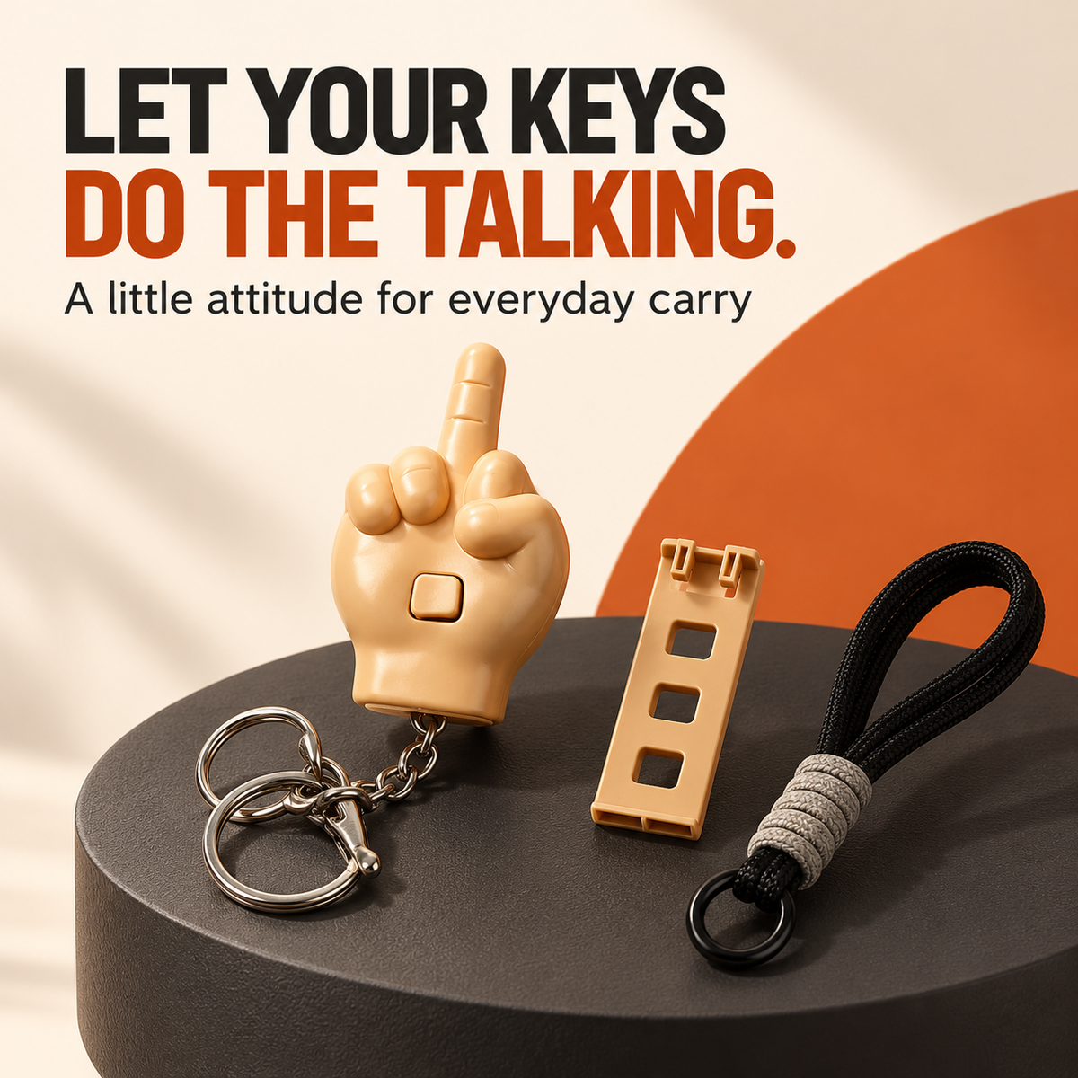 😂 2 PCS Press-to-Pop Middle Finger Keychain & Phone Stand Set
