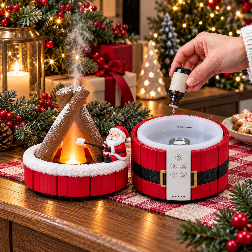 MerryMist diffuser opened to show the water reservoir while liquid is added