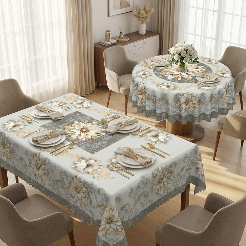 ⏳Limited-time 50% off⏰Elegant Waterproof Embossed Floral Tablecloth💮