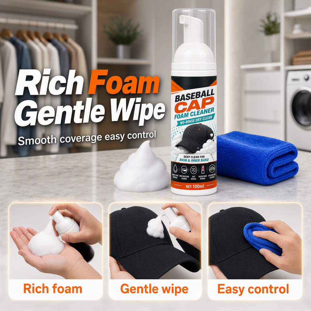 Baseball cap foam cleaner for everyday hat care and refreshes