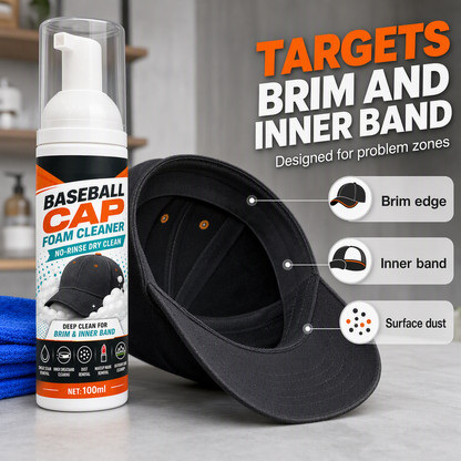 Baseball cap cleaner for brim edges and inner sweatband areas