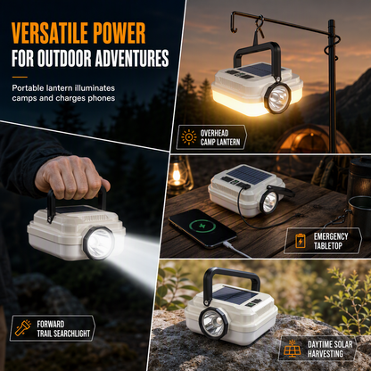 🏕️ 3-in-1 Solar Camping Lantern – Dual Light & Emergency Power Bank