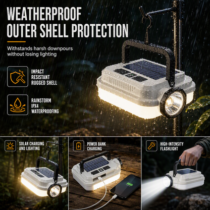 🏕️ 3-in-1 Solar Camping Lantern – Dual Light & Emergency Power Bank