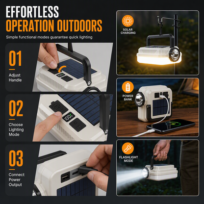 🏕️ 3-in-1 Solar Camping Lantern – Dual Light & Emergency Power Bank