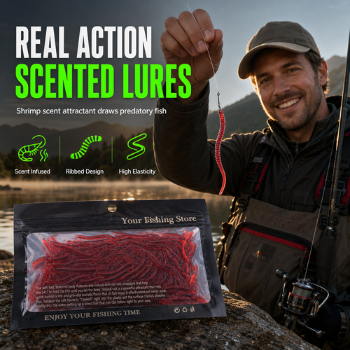 🎣 BiteTrigger™ Simulation Earthworm Lures – Scented Ribbed Soft Baits with Lifelike Action