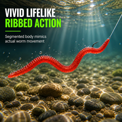 🎣 BiteTrigger™ Simulation Earthworm Lures – Scented Ribbed Soft Baits with Lifelike Action