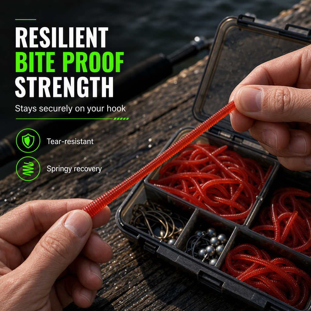🎣 BiteTrigger™ Simulation Earthworm Lures – Scented Ribbed Soft Baits with Lifelike Action