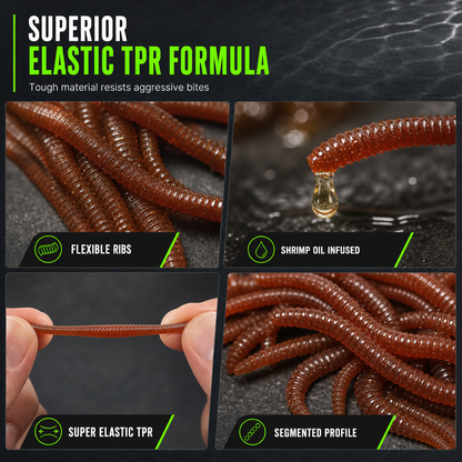 🎣 BiteTrigger™ Simulation Earthworm Lures – Scented Ribbed Soft Baits with Lifelike Action