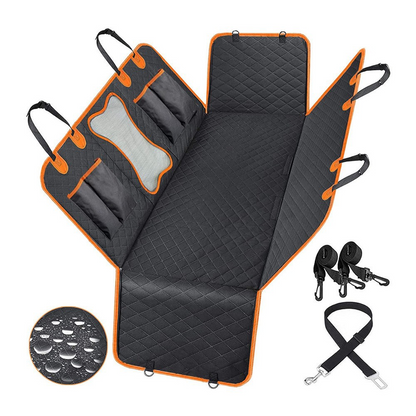 Waterproof dog car seat cover, black and orange - product image 8