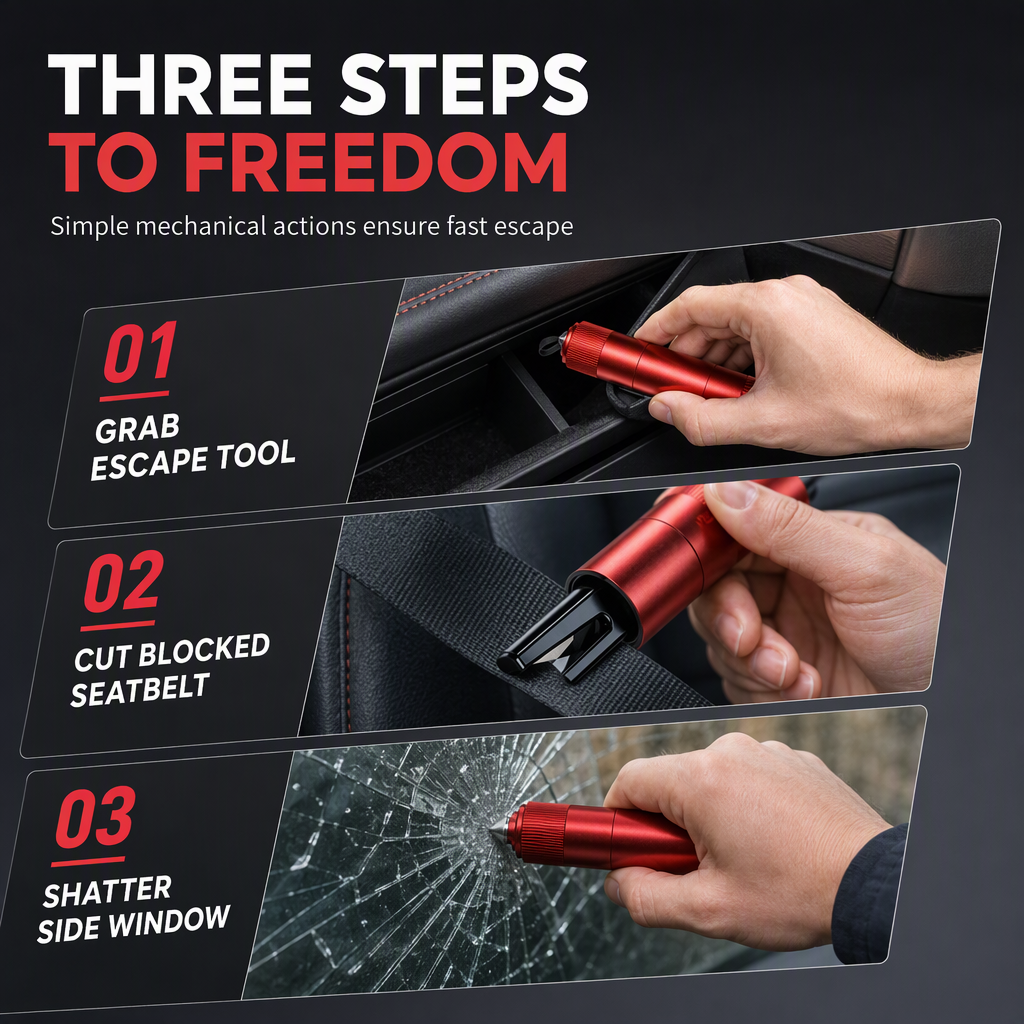 🚨 2-in-1 Car Escape Tool – Mini Window Breaker & Seatbelt Cutter