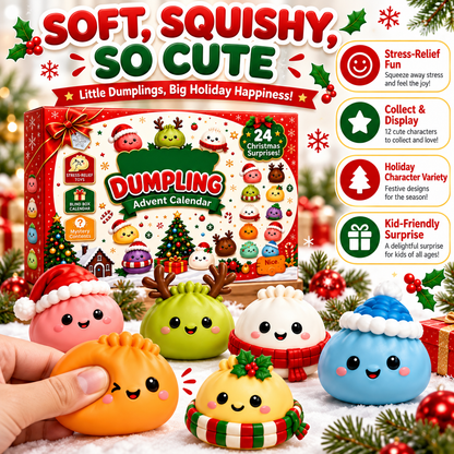 2026 Dumpling Squishy Advent Calendar - Indoor Recreation Stress Relief Toy, 24 Surprise Kawaii Mini Food Squishy Figures, Cute Christmas Countdown Holiday Gift