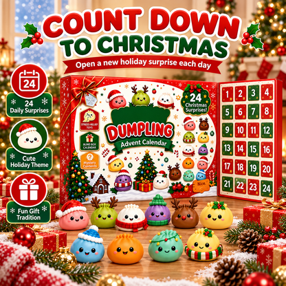 2026 Dumpling Squishy Advent Calendar - Indoor Recreation Stress Relief Toy, 24 Surprise Kawaii Mini Food Squishy Figures, Cute Christmas Countdown Holiday Gift